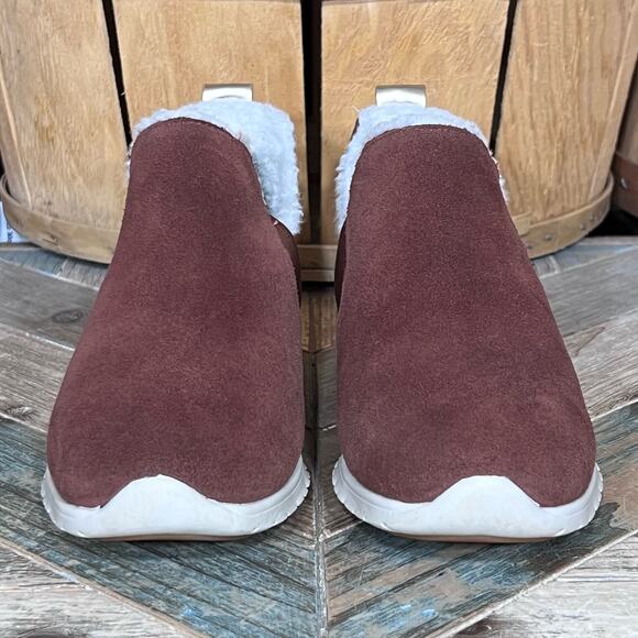 Cole Haan ZeroGrand Rust Red Suede Slip-On Fur Wool Ankle Booties Women Size 6.5 - Picture 4 of 11